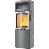 Kaminofen HARK 44-5.8 GT FlameKat 8 kW - Ofenkacheln: Specksteinverkleidung - Korpus: titan/verchromt