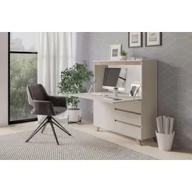 byLIVING Sekretär Valentin, Kaschmir Beige/Eiche, 3 Schubladen