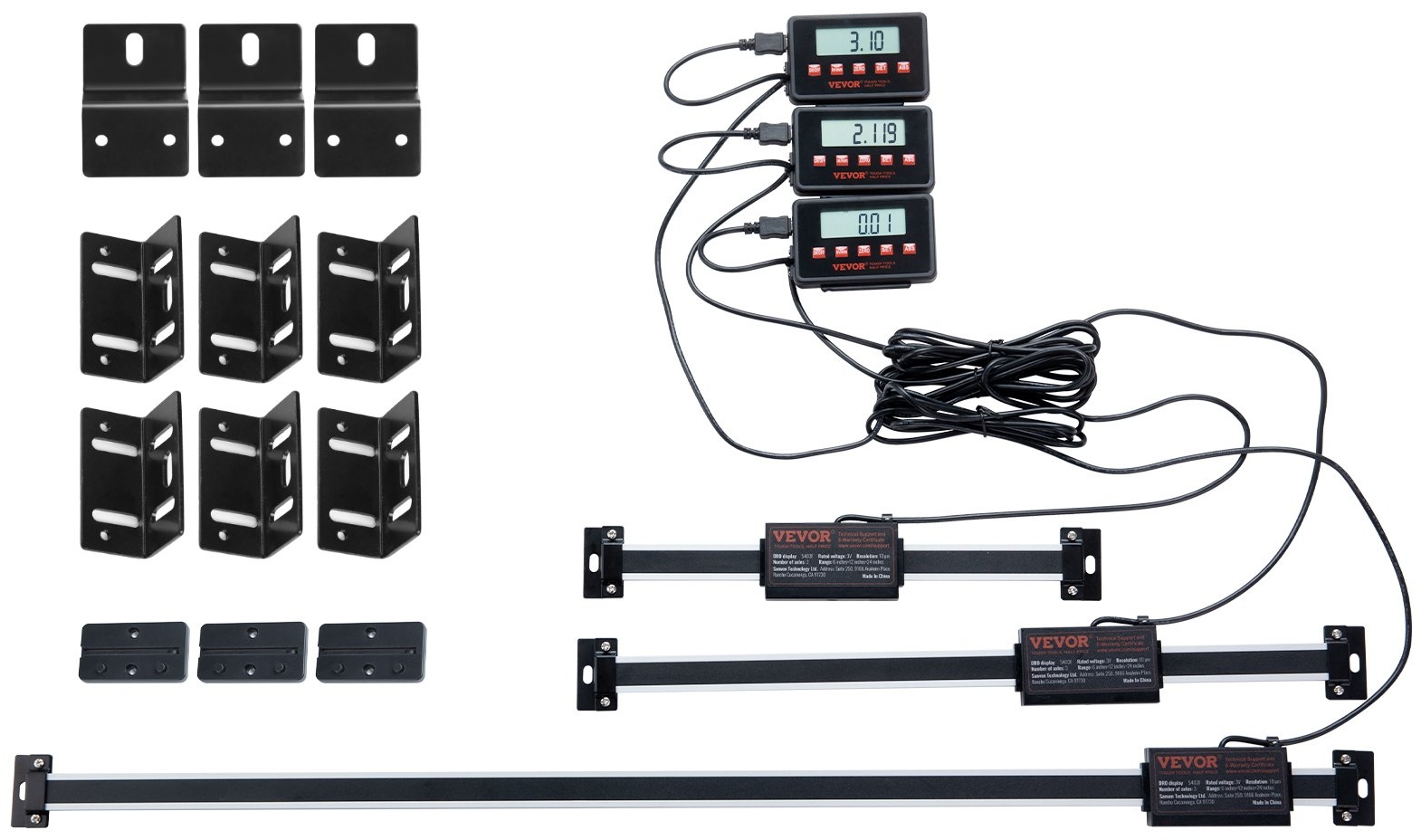 VEVOR Digitalanzeige 6'' & 12'' & 24'' Linearmaßstab 3-Achsen-DRO-Display-Kit