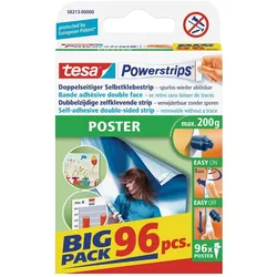 tesa Powerstrips POSTER Klebestreifen für max. 200,0 g - 96 Stück