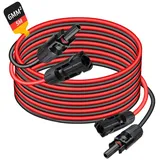 Rhein Beleuchtung Solarmodul Solarkabel, Verlängerungskabel mit Solarstecker (rot/schwarz, 6 mm), 0 W, Hochreiner Kupferkern und PPE-Material, (Set, 1-St., Geeignet für den Innen- und Außenbereich), IP67 wasserdicht, alterungsbeständig, für Solarmodul-Panelsf rot|schwarz