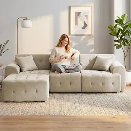 COMHOMA Ecksofa, 245 x 60 x 40 cm, Modulares Sofa mit Schlaffunktion, Schlafsofa, L Form Couch für Wohnzimmer, vakuumverpackt, Flexibel kombinierbar - grau