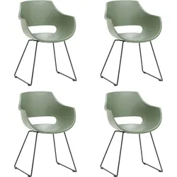 Schalenstuhl MCA FURNITURE "Rockville", grün, B:60cm H:85cm T:54cm, 100% Kunsstoff, Stühle, 4er-Set, Kufe, Kunststoff, Belastbarkeit 120 kg, Sitzhöhe ca. 46 cm