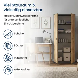 home collective Kleiderschrank 74 x 180 x 0 cm Anthrazit/Eiche