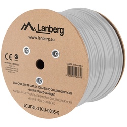 Lanberg 305 Meter Cat6A UFTP Solid CU LSZH Netzwerkkabel Grau CPR + Fluke Pass