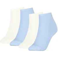 Tommy Hilfiger Damen Quarter Socken Kurzsocken Casual Short Socks 4 Paar, Farbe:Mehrfarbig, Menge:4 Paar (2x 2er Pack), Größe:39-42, Artikel:-101 light blue - 39-42