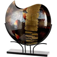 Gilde Glas Art Bodenvase Dixion aus Glas - rund - glänzend schwarz - Höhe 51cm x Breite 49 cm - handbemalt - Nicht wasserdicht