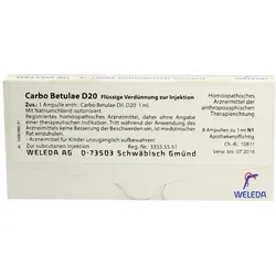 Carbo Betulae D 20 Ampullen 8X1 ml