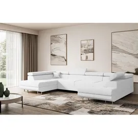 altdecor Eckcouch U-Form 6-Sitzer Weiß