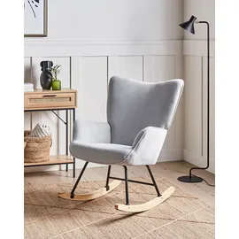 Beliani Schaukelsessel ARSET Cord 70 x 100 x 80 cm Hellblau