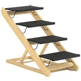 PawHut Hundetreppe 4-stufige 62,5 cm Höhenverstellbar Haustiertreppe Klappbar Hunderampe mit Rutschfester Oberfläche für Bett, Sofa, große Hunde bis 40 kg, Katze, Natur