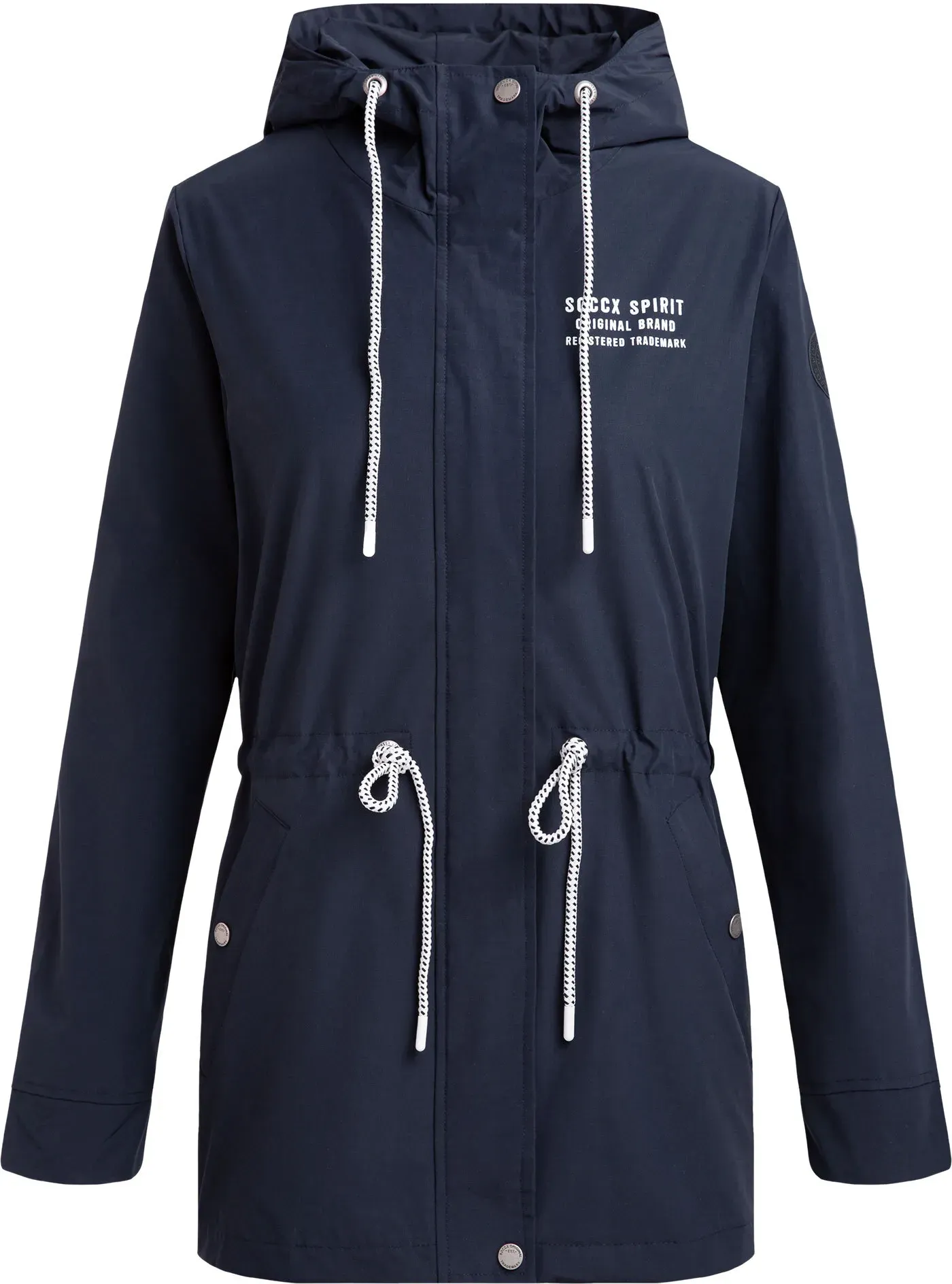 Funktionsjacke SOCCX, Damen, Gr. 3XL, blau, Web, Material: 55% Baumwolle, 45% Polyamid, Futter: 100% Polyester, unifarben, regular fit lang, eingesetzt Windstopperbündchen, Jacken Funktionsjacke, mit Windbreaker-Bündchen und Waterproof-Eingrifftaschen
