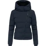Ragwear Damen wasserdichte Winterjacke warme Steppjacke mit asymmetrischem Reißverschluss und Kapuze Harlen YOUMODO Navy Gr. XS - XS
