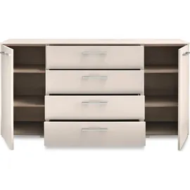 Set One by Musterring Kombikommode "Henderson", beige (champagner), B:160cm H:81cm T:42cm, Holzwerkstoff, SET ONE BY MUSTERRING, Sideboards, Kombikommode, mit 2 Türen und 4 Schubladen inkl. Selbsteinzug und Dämpfung