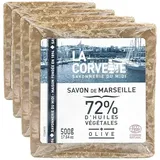 La Corvette Cube de Savon de Marseille Olive Ecocert Film 500 g (Packung mit 4)