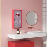 4-teiliger Medizinschrank Mit Glastüren, 60 × 30 × 12 Cm, Rot