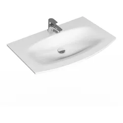 Sanipa CurveBay Mineralguss-Waschtisch 80,4 cm MG10264, Badkeramik, weiß