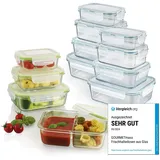 GOURMETmaxx Glas-Frischhaltedosen Klick-it 12er Set | Als Brotdose oder für Meal Prep | Spülmaschinen- Mikrowellen- und Gefrierschrankgeeignet | Aufbewahrungsbox mit Deckel