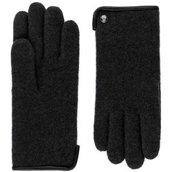 ROECKL Handschuhe Damen Wolle Leder-Paspel Black   