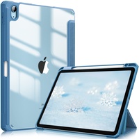 Fintie Hybrid Hülle für iPad Air 5. Generation 2022 / iPad Air 4. Generation 2020 10.9 Zoll mit Stifthalter - Stoßfeste Schutzhülle mit transparenter Hartschale auf der Rückseite, Dunstblau