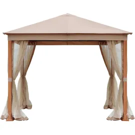 Konifera Pavillon Cádiz 2,98 x 2,64 m inkl. 4 Seitenteile Braun/Beige