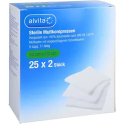 Alvita Sterile Mullkompresse 10 cm x 10 cm