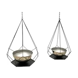 DanDiBo Ambiente Blumenampel 2er Set 6 Ecken Innen Metall 96095 Schwarz