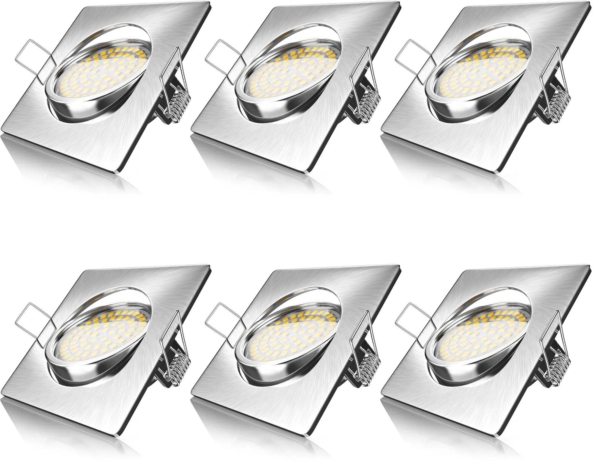 LED-Einbaustrahler eckig dimmbar flach 8er-Set Silber