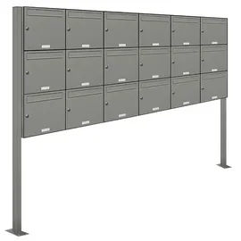 AL Briefkastensysteme 18 Fächer Premium Stand Briefkasten Anlage in RAL 9007 Aluminium Grau Post A4, robust, wetterfest, Artikelnummer: 331P18S6P9007