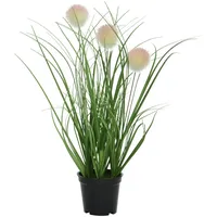 MARELIDA Künstliches Gras im Topf blühend Kunstpflanze Ziergras Knopfgras