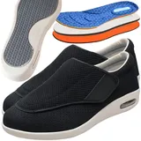 Aocase Diabetiker Schuhe für Geschwollene Füße Senioren Schuhe Mit Klettverschluss rutschfest Atmungsaktive Herren Diabetiker Hausschuhe für Geschwollene Füße Senioren,Schwarz,47EU - 47 EU