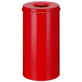 Proregal Selbstlöschender Papierkorb & Abfallsammler aus Metall | 50 Liter, HxØ 63x33,5cm | Rot