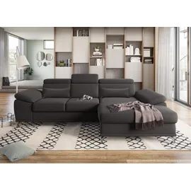 sit&more Ecksofa SIT & MORE "Cabrio L-Form, B: 295 cm, mit Sitztiefen-, Arm- & Kopfteilverstellung", grau (fango), B:295cm H:87cm T:180cm, 100% Polyester, Sofas, Ecksofa, 2 Nierenkissen, Federkern, optional Bettfunktion und Stauraum