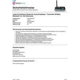 Logilink BT0062 Bluetooth 5.0 Audiosender Empfänger Transmitter Receiver) um Nicht-bluetoohfähige Geräte mit Bluetooth Version: 10m