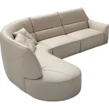 Egoitaliano Ecksofa "Puffy, extravagant & edel, Retro Designsofa, hoher Sitzkomfort, L-Form", grau (stone), B:330cm H:88cm T:205cm, Leder »BULL« (echtes Rindsleder). Geschliffenes, pigmentiertes und behandeltes Rindsleder mit einer Dicke von 1, 3-1, 5 mm.