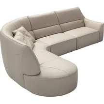 Egoitaliano Ecksofa "Puffy, extravagant & edel, Retro Designsofa, hoher Sitzkomfort, L-Form", grau (stone), B:330cm H:88cm T:205cm, Leder »BULL« (echtes Rindsleder). Geschliffenes, pigmentiertes und behandeltes Rindsleder mit einer Dicke von 1, 3-1, 5 mm.