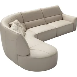 Egoitaliano Ecksofa "Puffy, extravagant & edel, Retro Designsofa, hoher Sitzkomfort, L-Form", grau (stone), B:330cm H:88cm T:205cm, Leder »BULL« (echtes Rindsleder). Geschliffenes, pigmentiertes und behandeltes Rindsleder mit einer Dicke von 1, 3-1, 5 mm.