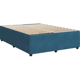 vidaXL Boxspringbett mit Matratze Blau 140x200 cm Samt