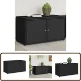 Gartenschrank Schwarz 110x55x60,5 cm Poly Rattan - Outdoor-Schrank - Gartenschrank - Stauraum - Gartenorganisation - Wetterfest