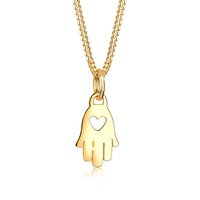 Elli PREMIUM Halskette Damen Hamsa Hand Herz Symbol Talisman 585 Gelbgold