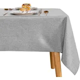 JIUZHEN Tischdecke Outdoor Tischdecke Abwaschbar Gartentischdecke Eckig Wetterfest Garten Tischdecken für Draußen,Hellgrau,135X200 cm