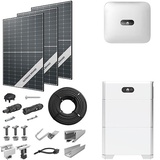 PV-Komplettanlage 10 kWp mit Huawei Wechselrichter 10 kW + Stromspeicher 10,0 kWh, 24 Solarmodulen Glas-Glas black frame & Montagesystem Aufdach (* 0% MwSt. gem. §12 Abs. 3 UstG)