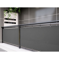 dynamic24 Polyrattan PVC Sichtschutzmatte 300x90 Balkon Sichtschutz Zaun Windschutz grau