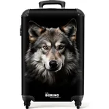 noboringsuitcases NoBoringSuitcases.com Handgepäck Koffer 55x40x20, cm Tiere auf schwarzem Hintergrund: Wolf, - Bunt
