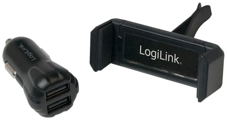 LogiLink USB Kfz Ladegerät und Smartphone Halterung im Set
