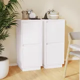 Youuihom Freistehende Schränke, Lagerschränke, Schränke für Tafelgeschirr, Geeignet für Wohnzimmer, Schlafzimmer, Bäder, Flure, Sideboards 2 STK. Weiß 31,5x34x75 cm Massivholz Kiefer