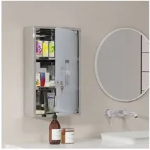 Homcom Medizinschrank Arzneischrank Erste Hilfe Schrank mit Schloss Edelstahl 30 x 18 x 50 cm
