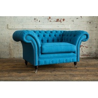 JVmoebel Chesterfield-Sessel, Chesterfield Sessel 1,5 Sitzer Design blau