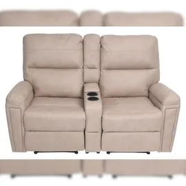 Mendler 2er Kinosessel HWC-K17, Relaxsessel Fernsehsessel Sofa, Nosagfederung Getränkehalter Fach ~ Stoff/Textil beige