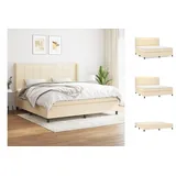 vidaXL Boxspringbett mit Matratze Creme 200x200 cm Stoff